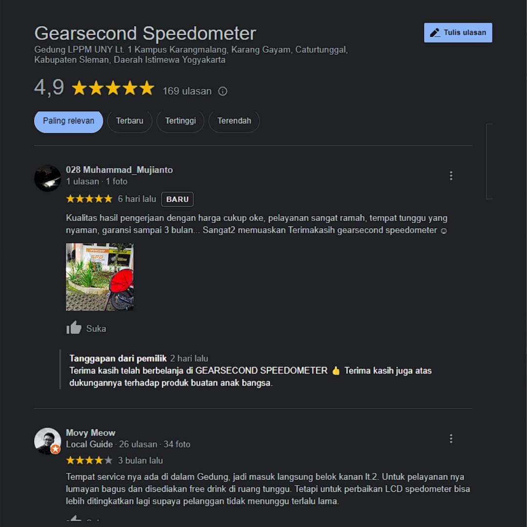 SPD Speedometer dan Gearsecond Speedometer memiliki Ratting Tinggi